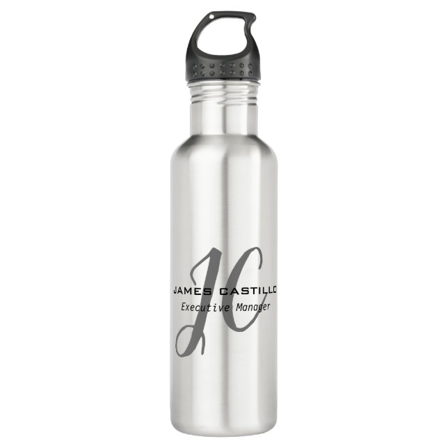Bouteille D'eau Script de calligraphie Monogramme moderne professi (Devant)