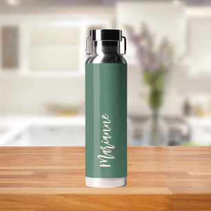 Bouteille D'eau Script de nom personnalisé vert