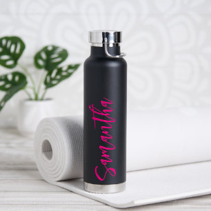 Bouteille D'eau Script personnalisé Votre nom Neon Pink Party