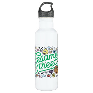 Bouteille D'eau Sésame Sésame   Sesame Street Green Doodle Script