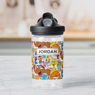 Bouteille D'eau Sesame Street Pals Doodley Motif   Ajouter Votre N