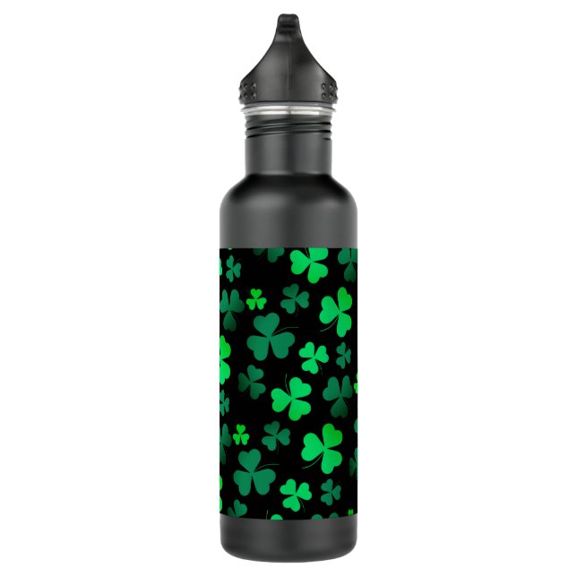 Bouteille D'eau Shamrock Clover Irlande Irish Modern Green & Black (Droite)