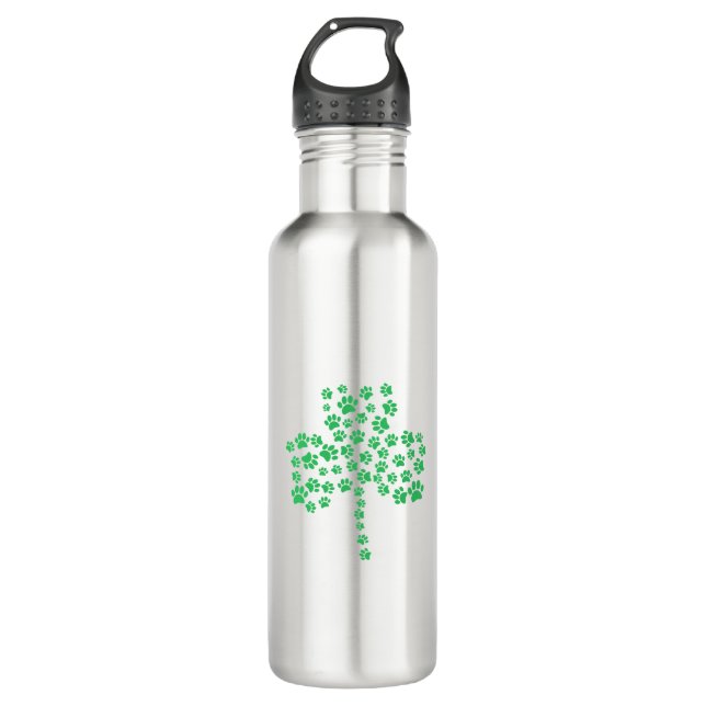 Bouteille D'eau Shamrock Empreinte de patte de chien (Devant)