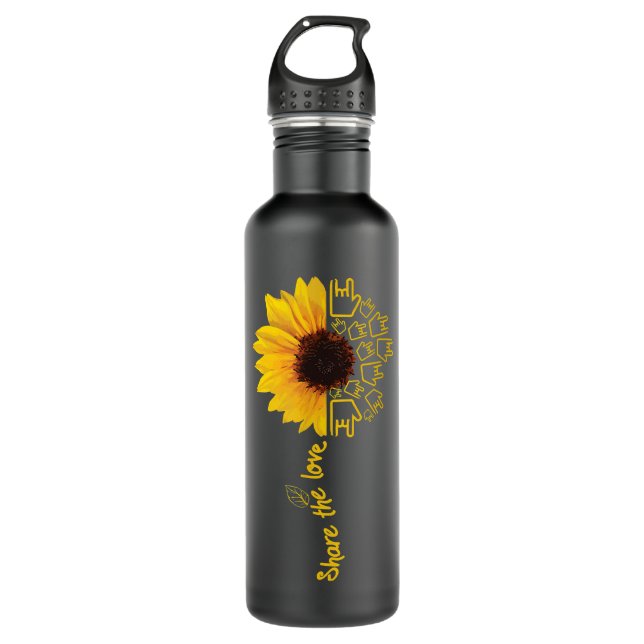 Bouteille D'eau Sign Language - ASL - American Sunflower - Share (Devant)