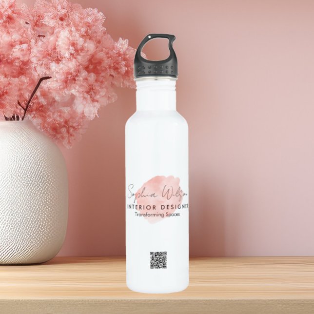 Bouteille D'eau Signature Elégante Professionnelle Aquarelle (Créateur téléchargé)