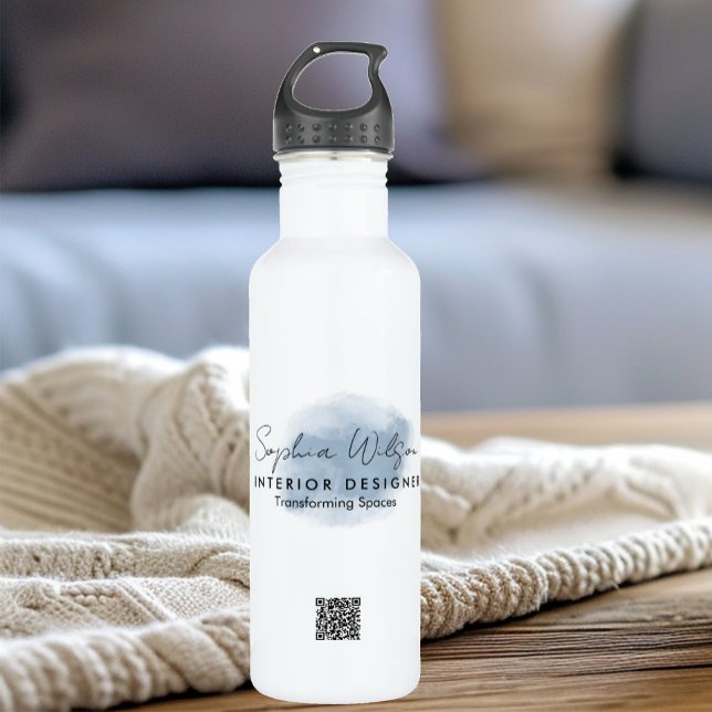 Bouteille D'eau Signature Elégante Professionnelle Aquarelle (Créateur téléchargé)