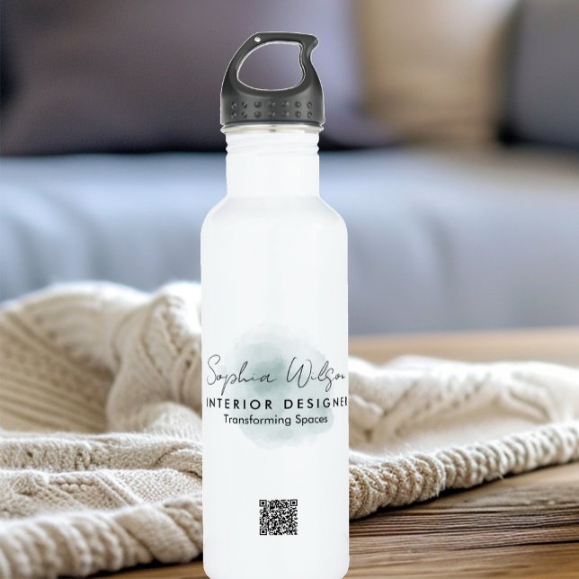 Bouteille D'eau Signature Elégante Professionnelle Aquarelle (Créateur téléchargé)