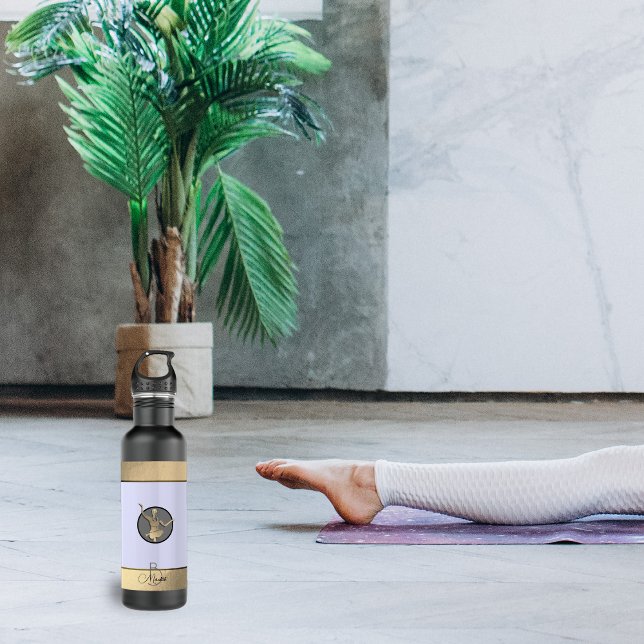 Bouteille D'eau Silhouette de yogi d'or (Créateur téléchargé)