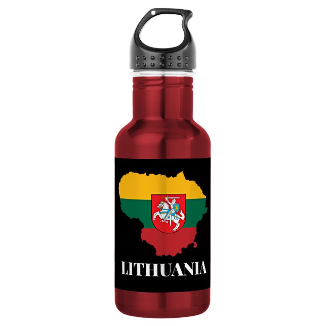 Bouteille D'eau Silhouette et drapeau de la Lituanie (Devant)