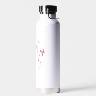 Bouteille D'eau Silhouette féminine avec cœur et électrocardiogram
