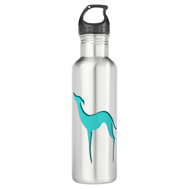 Bouteille D'eau Silhouette turquoise de Whippet italienne (Devant)
