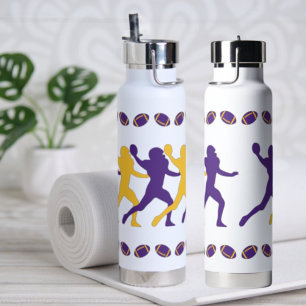 Bouteille D'eau Silhouettes du joueur de football viking violet Go