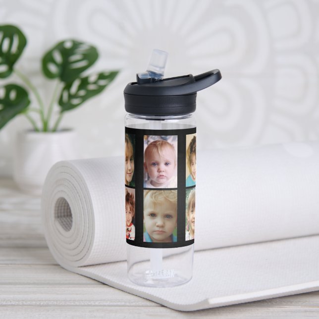 Bouteille D'eau Simple ajouter 10 photo collage noir (Yoga)