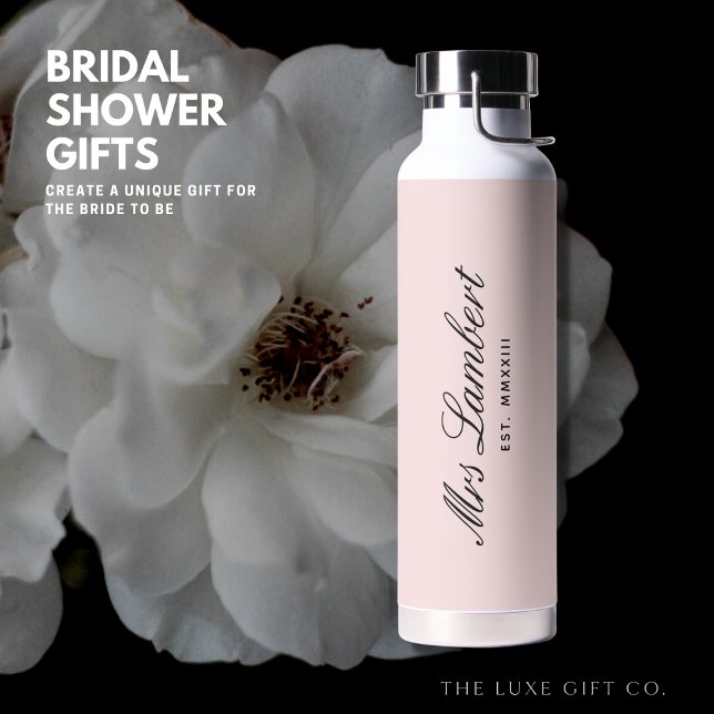 Bouteille D'eau Simple Élégant Joli Rose Pâle Cadeau Futur Mariée (Créateur téléchargé)