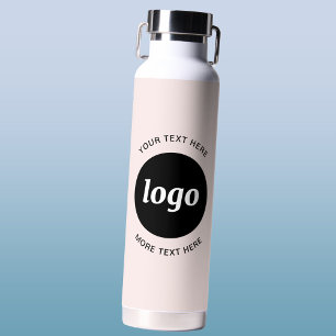 Bouteille D'eau Simple Logo et Texte Entreprise Rose Blush