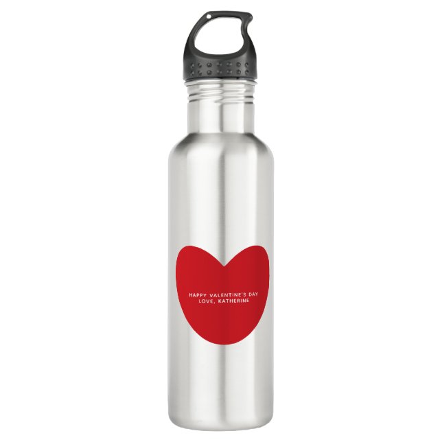 Bouteille D'eau Simple mignon coeur rouge personnalisé Saint Valen (Devant)