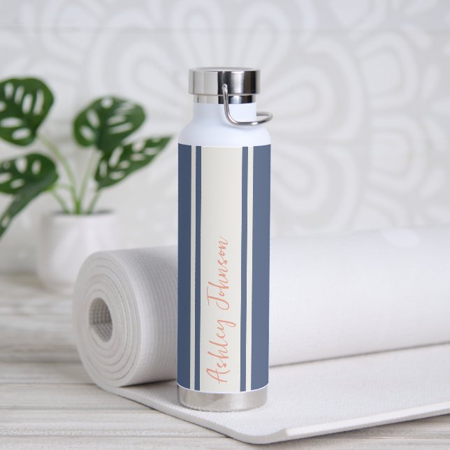 Bouteille D'eau Simple moderne rose et bleu Nom monographique (Yoga)