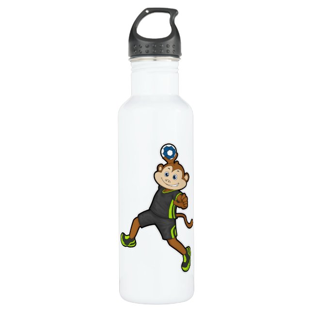 Bouteille D'eau Singe à Handball joueur avec Handball (Devant)
