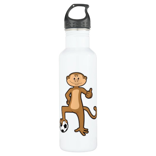 Bouteille D'eau Singe à Sports avec balle de football (Devant)