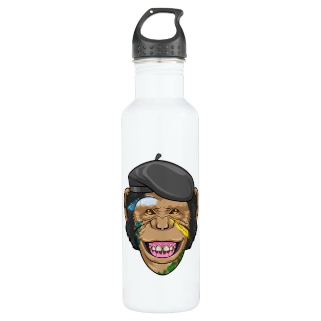 Bouteille D'eau Singe comme peintre (Devant)