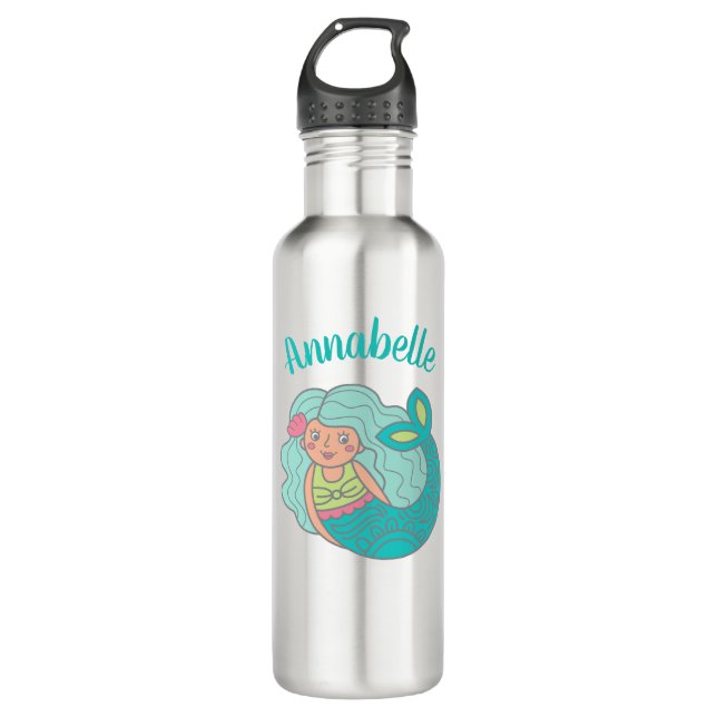 Bouteille D'eau Sirène mignonne personnalisée (Devant)