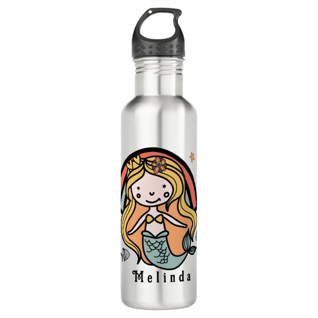Bouteille D'eau Sirène mignonne scandinave fille personnalisée (Devant)