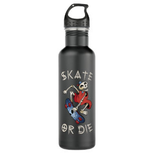 Bouteille D'eau Skate ou die Grim Reaper Skeleton Skateboarder