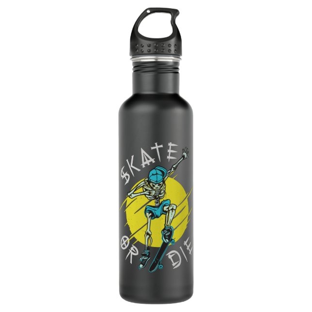 Bouteille D'eau Skate ou die Skeleton Skateboarder (Devant)