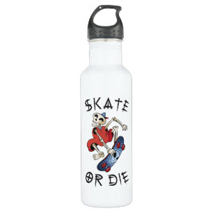 Bouteille D'eau Skate ou mourir drôle Skeleton Skateboarder