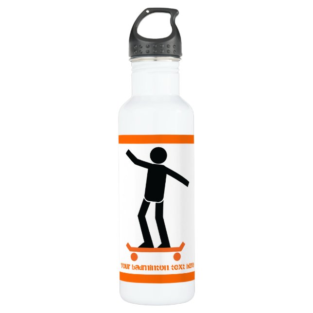 Bouteille D'eau Skateboardeur sur son skateboard personnalisé (Devant)