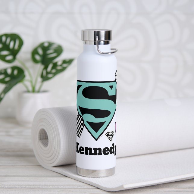 Bouteille D'eau Skater Girl Supergirl Coeurs S-Shield (Yoga)