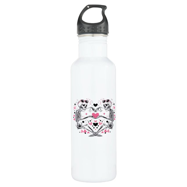 Bouteille D'eau Skeleton Heart Mains Classique Viral (Devant)
