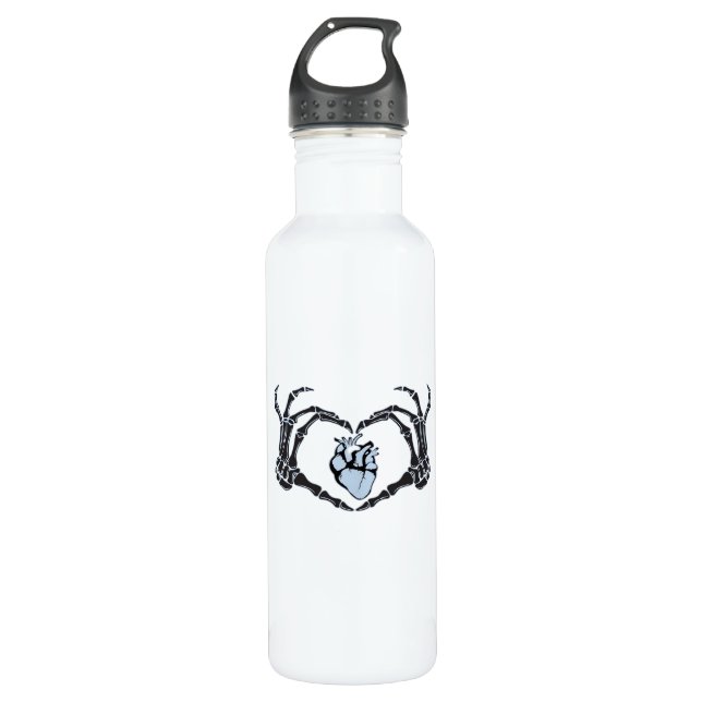 Bouteille D'eau Skeleton Heart Mains Design Classique Pour Hallowe (Devant)