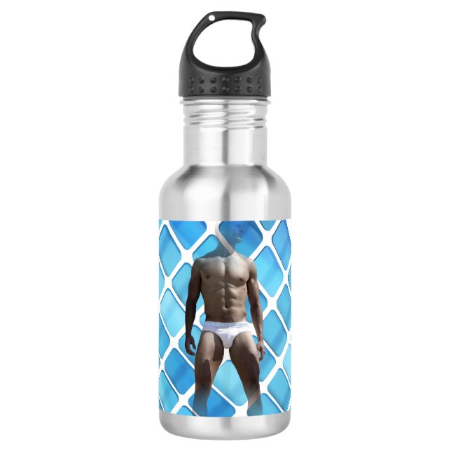 Bouteille D'eau SlipperyJoe musculaire homme six pack abs mâle bla (Devant)