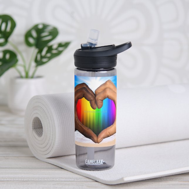 Bouteille D'eau SlipperyJoe's deux mains coeur interracial mâle h (Yoga)