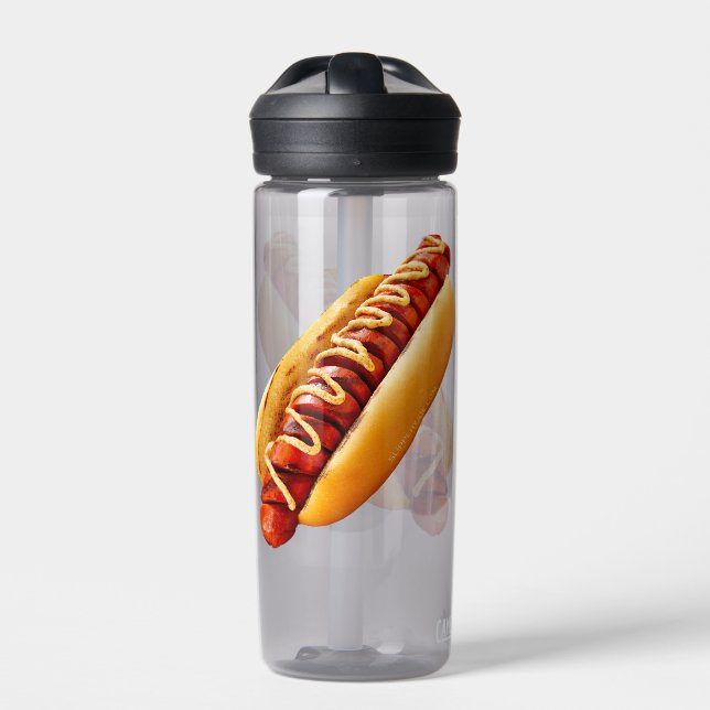 Bouteille D'eau SlipperyJoe's hot dog niché doucement pain jaune v (Extérieur)