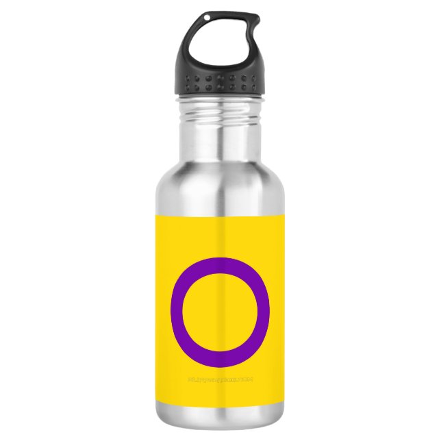 Bouteille D'eau SlipperyJoe's Intersex orgueil drapeau jaune fond (Devant)