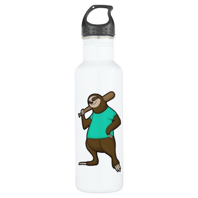 Bouteille D'eau Sloth au baseball avec batte de baseball (Devant)