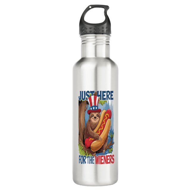 Bouteille D'eau Sloth Hot Dog 4 juillet BBQ (Devant)