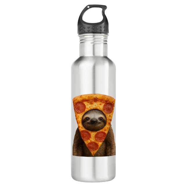 Bouteille D'eau Sloth pizza funny weird prank meme cute happy chri (Devant)
