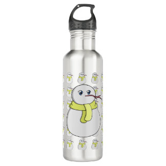 Bouteille D'eau Snowman portant une écharpe jaune