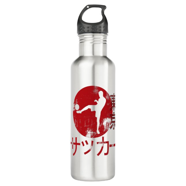 Bouteille D'eau Soccer Sport Japonais esthétique Tokyo Drapeau Cad (Devant)
