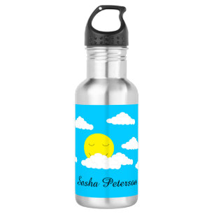Bouteille D'eau Soleil souriant avec nuages :