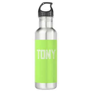 Bouteille D'eau Solide Neon Apple Green Nom personnalisé Monogramm