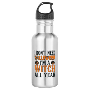 Bouteille D'eau Sorcière drôle toute l'année Typographie Halloween