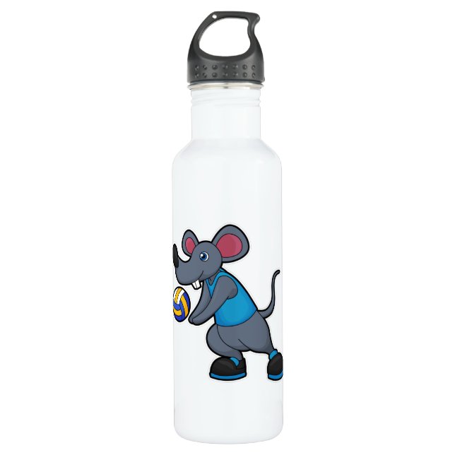 Bouteille D'eau Souris comme joueur de volleyball avec volleyball (Devant)