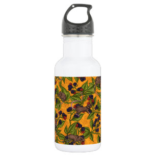 Bouteille D'eau Souris et mûres sur jaune