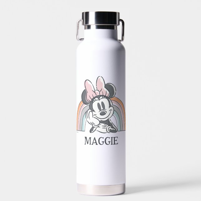 Bouteille D'eau Souris Minnie personnalisée Arc-en-ciel (Avant)