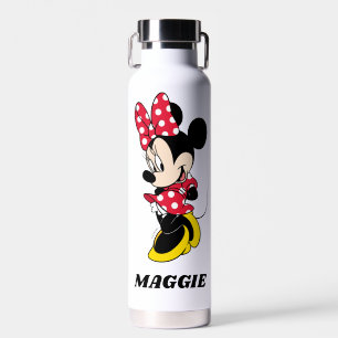 Bouteille D'eau Souris Minnie personnalisée en Robe Pointe Rouge