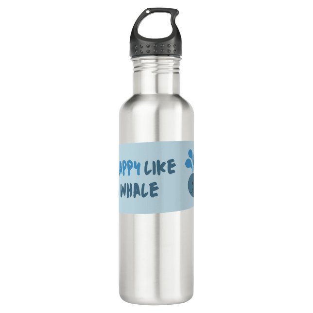 Bouteille D'eau Soyez heureux comme une baleine mignonne baleine (Devant)